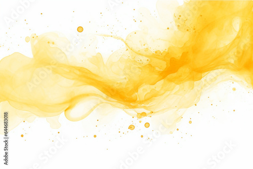 Yellow watercolor splash on a white background, watercolor background design, Generative AI