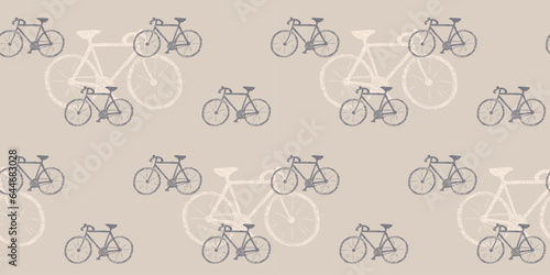 Doodle style seamless pattern with bicycles