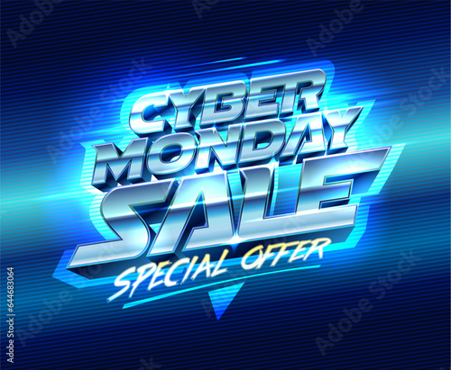 Cyber monday sale, special offer 3D style illustration