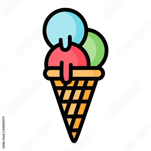 Ice cream icon. Vector illustration of ice cream scoop symbol. Sweet dessert concept. Icecream symbol for web site design, isolated on white background.