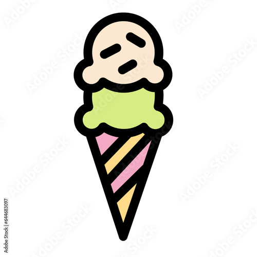 Ice cream icon. Vector illustration of ice cream scoop symbol. Sweet dessert concept. Icecream symbol for web site design, isolated on white background.