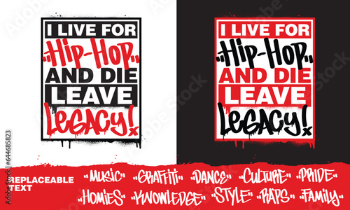 Urban street hip-hop graffiti designs. Streetwear typography vector illustrations.