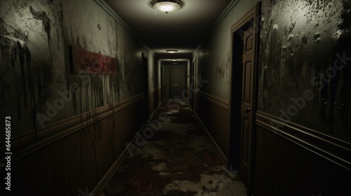 Horror hallway with little lighting background © Fadil