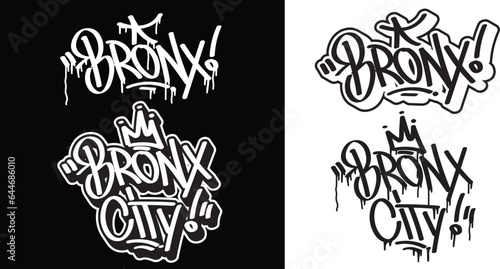 Bronx text in graffiti tag font style. Graffiti text vector illustrations.