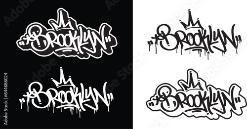 Brooklyn text in graffiti tag font style. Graffiti text vector illustrations.