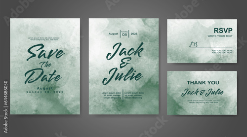 Wedding invitation with abstract watercolor background