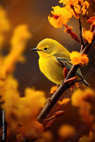 Yellow Bird on a Branch © LadyAI