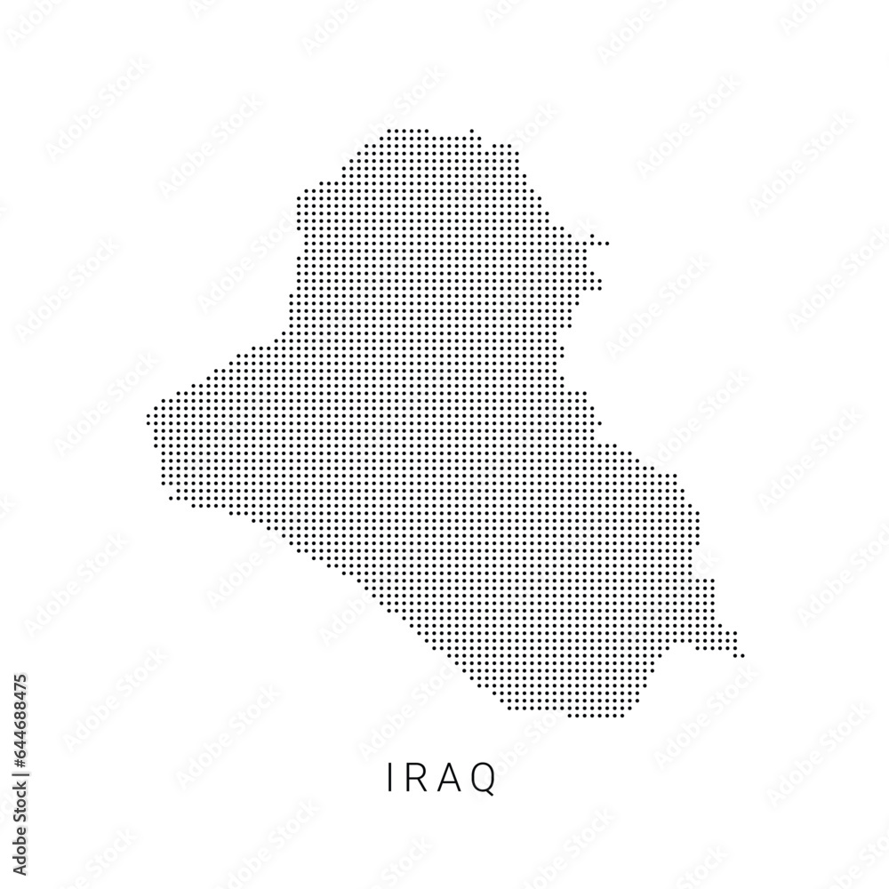 Dotted map of Iraq. The form with black points on light background. Vector illustration