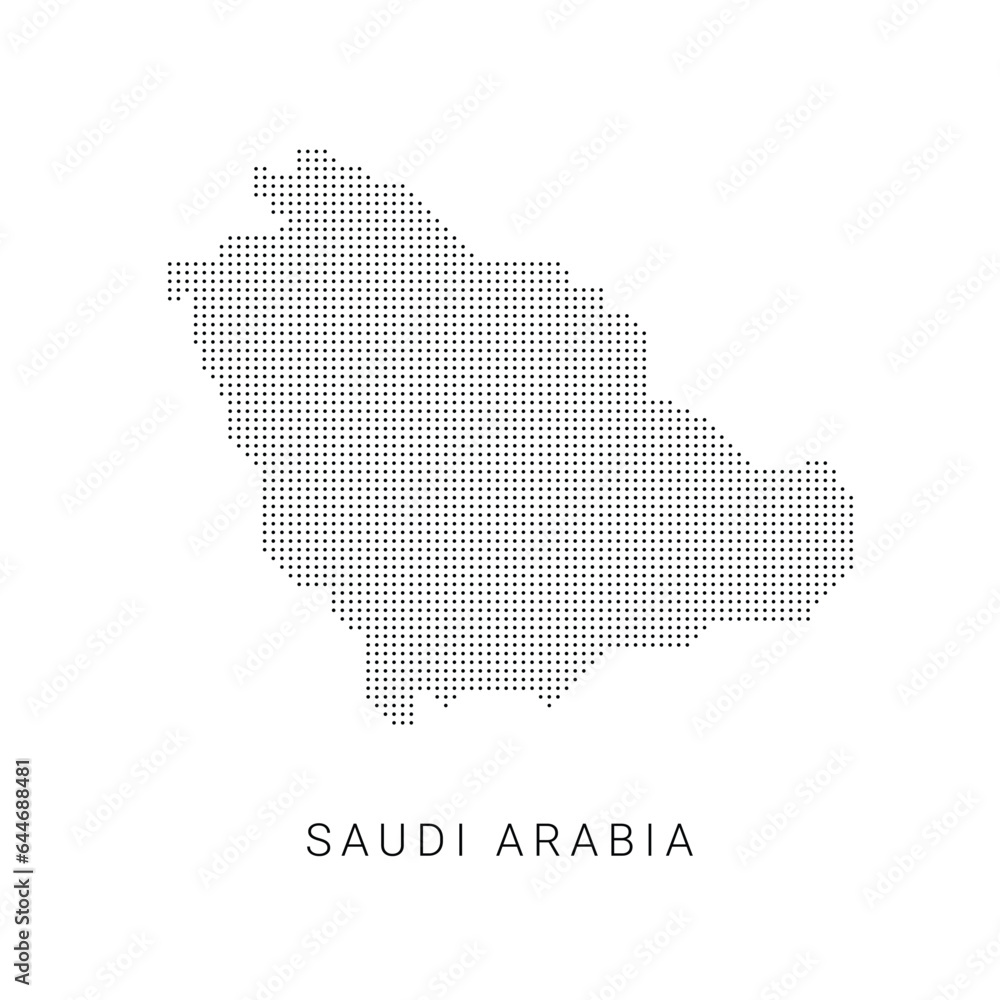 Dotted map of Saudi Arabia. The form with black points on light background. Vector illustration