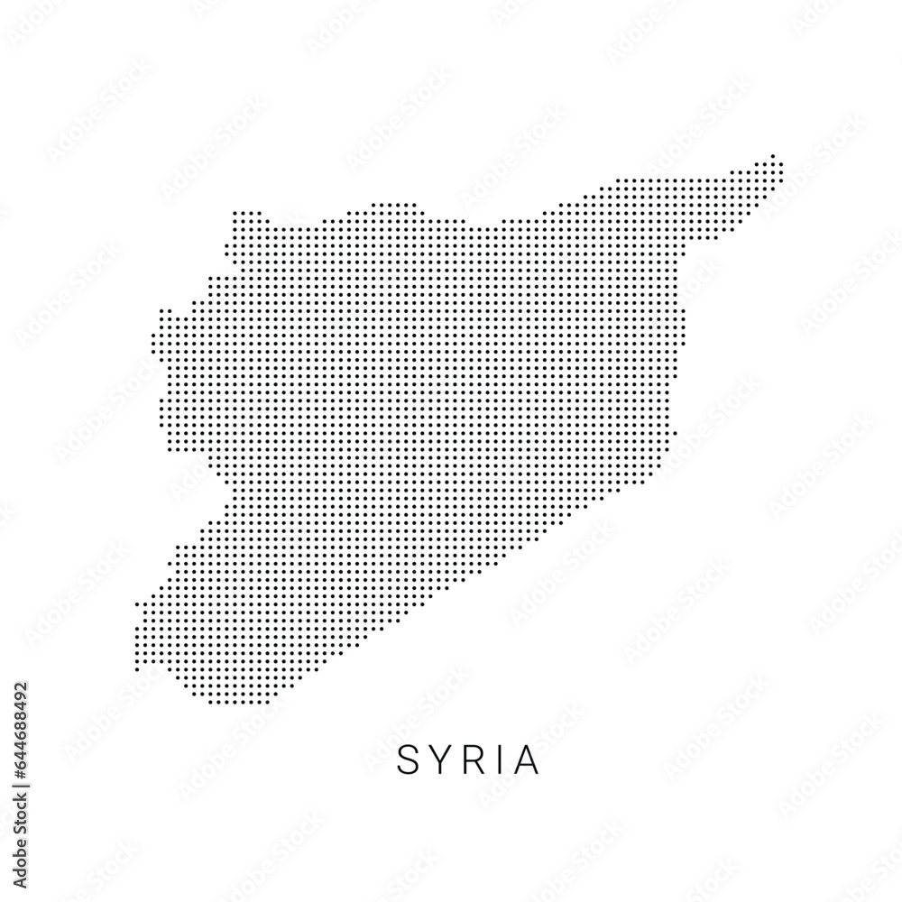 Dotted map of Syria. The form with black points on light background. Vector illustration