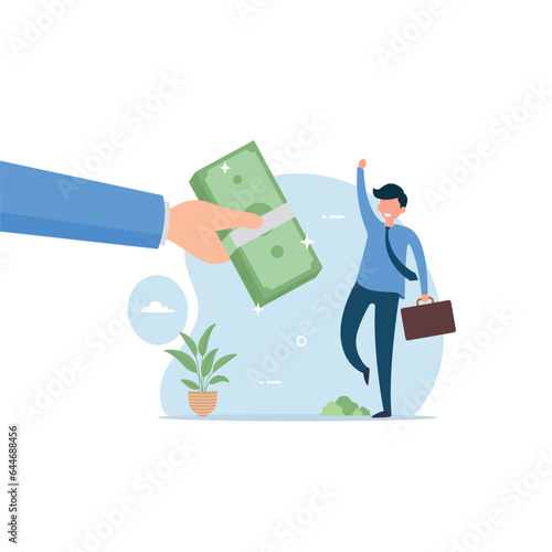 Getting salary, wages payment or bonus career employee vector illustration
