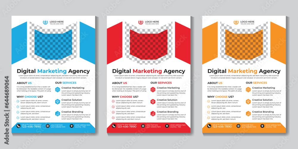 Professional modern digital marketing flyer design template