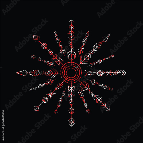 Abstract runic blood grunge symbol