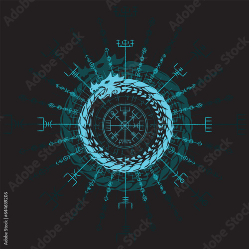 Blue viking dragon symbol