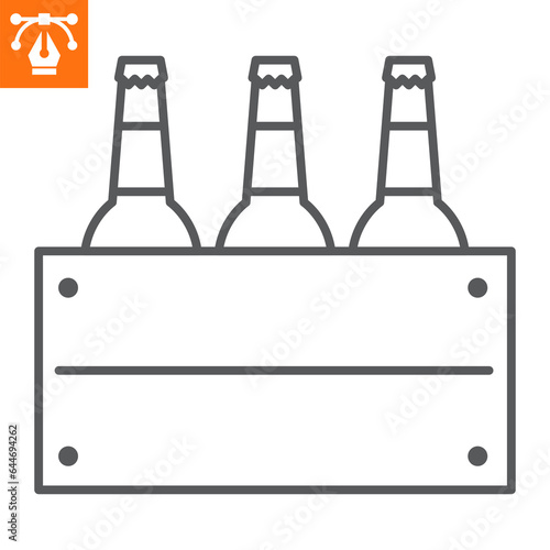 Case of beer line icon, outline style icon for web site or mobile app, oktoberfest and alcohol, bottles box vector icon, simple vector illustration, vector graphics with editable strokes.