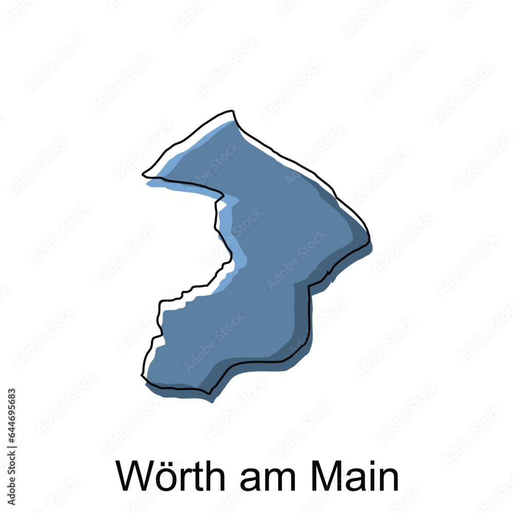 Map City of Worth am Main, World Map International vector template with outline illustration design
