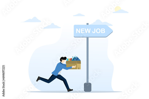 concept of change to a new job, career or opportunity, new challenge to success, increase or advancement, recruitment or employment, entrepreneurial employee brings change to a new job opportunity.