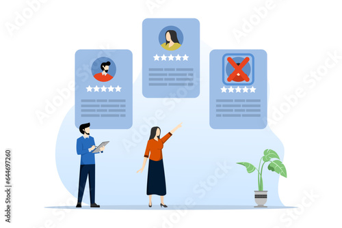 concept of laying off staff or reducing the number of employees, laying off employees, job reduction, job loss due to economic recession, laying off staff, HR employers selecting redundant employees.