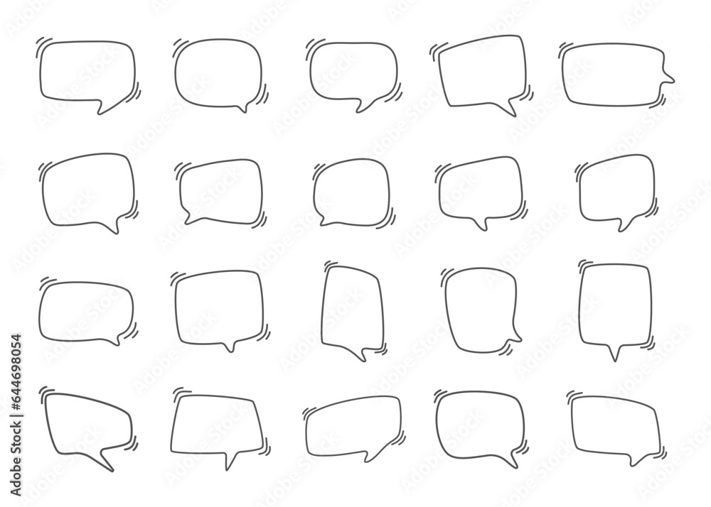 Hand drawn text box. Cute cartoon style talking dialogue. Hand drawn text box. Cute cartoon style talking dialogue.