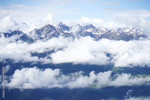 Aerial beautiful view of Snowy Nordkette mountain of Innsbruck, Austria.