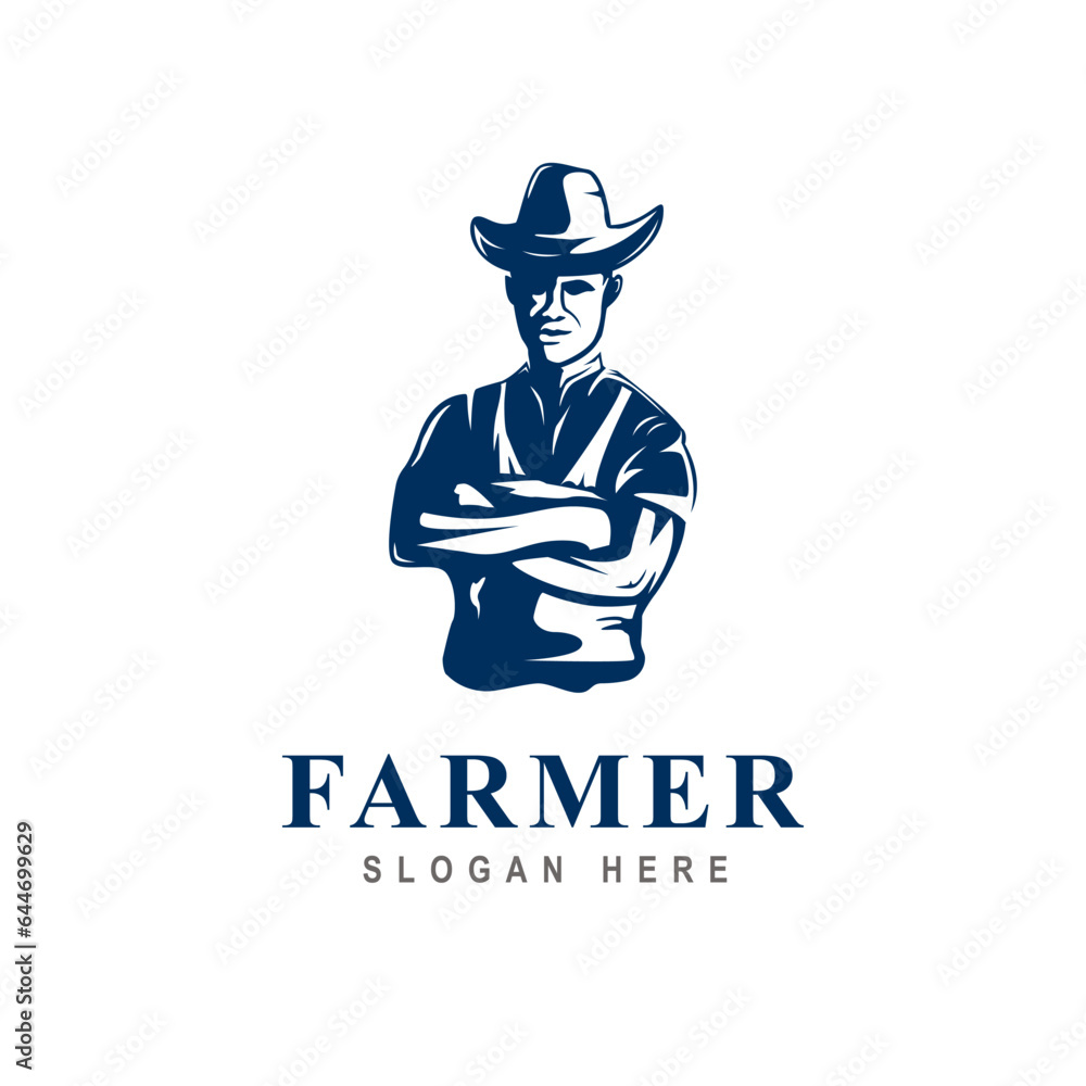 farmer logo mascot vector design silhouette template