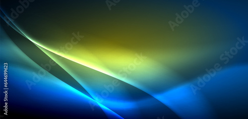 Dynamic waves in ethereal glow of neon lights. Concept merges fluidity of motion with vibrant allure of neon, crafting entrancing backdrop that embodies both vitality and futuristic sophistication