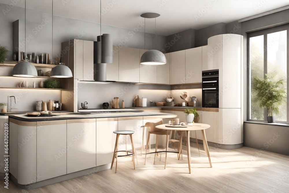 modern kitchen interior with kitchen