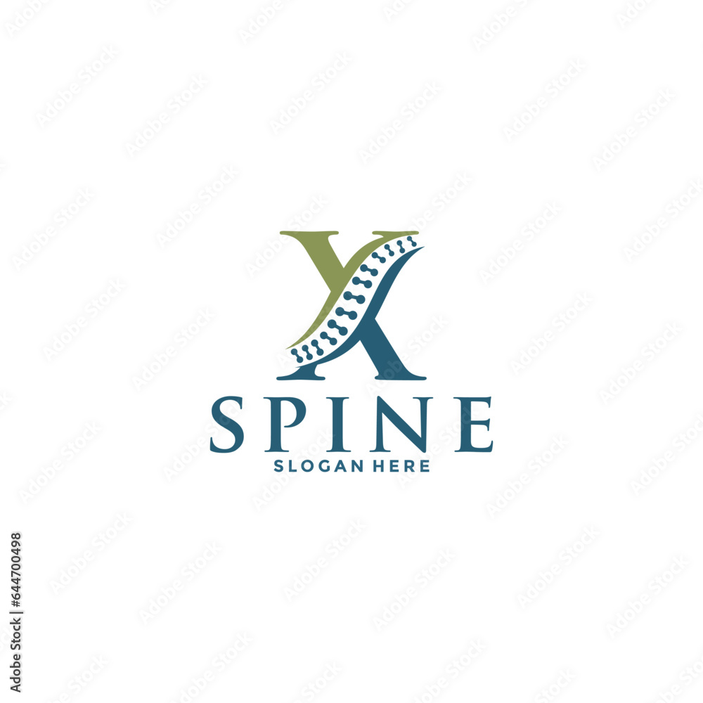 initial Letter X and spine logo vector, Chiropractic Logo design icon template initial Letter X and spine logo vector, Chiropractic Logo design icon template