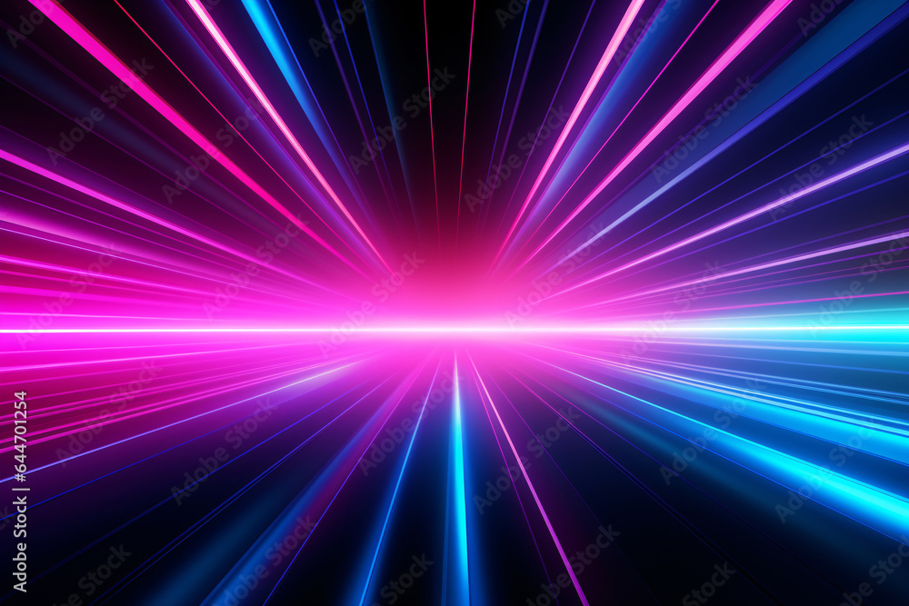 Abstract neon background of pink and blue neon lines on a dark background. Generative ai Abstract neon background of pink and blue neon lines on a dark background. Generative ai