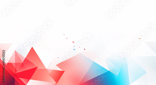 Abstract red and blue triangles geometric on white background with copy space. Generative ai