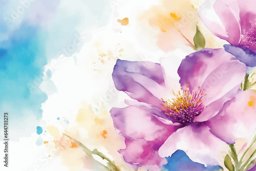 watercolor background with watercolor flowers