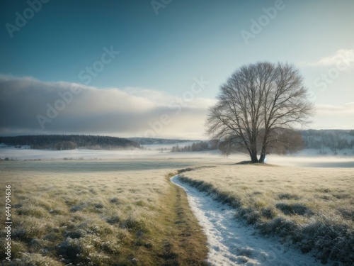 Winter Sunrise: Tranquil Beauty in Frozen Nature