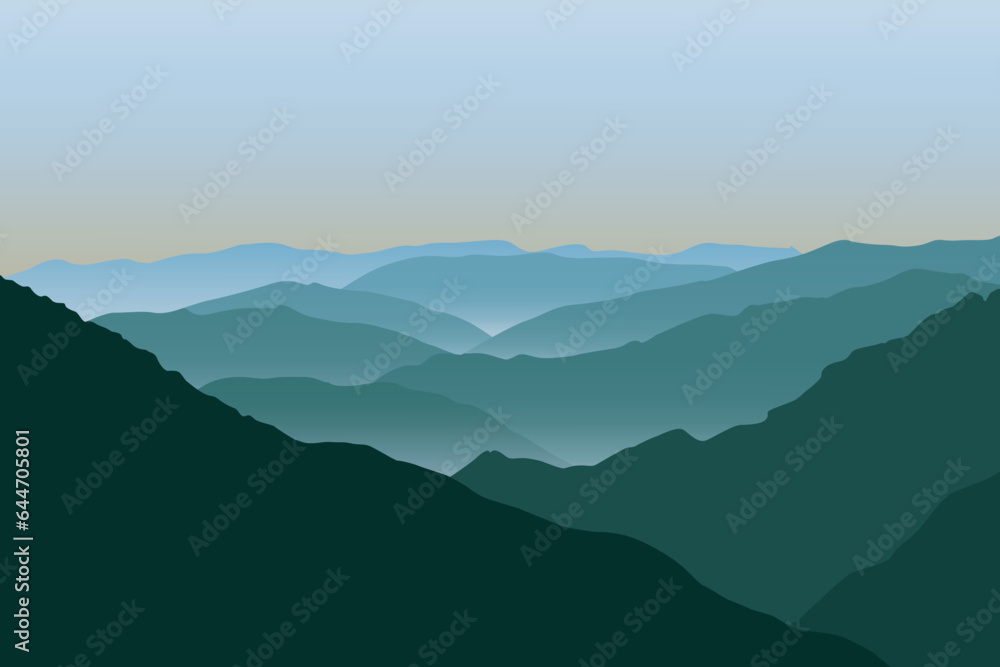 mountains landscape vector design illustration, nature flat design.