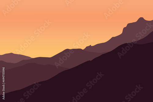 mountains landscape in sunset vector design illustration, nature flat design. © Fajarhidayah11