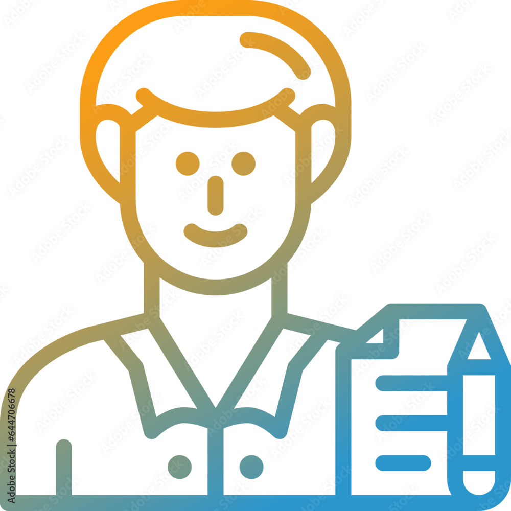writer gradient line icon writer gradient line icon