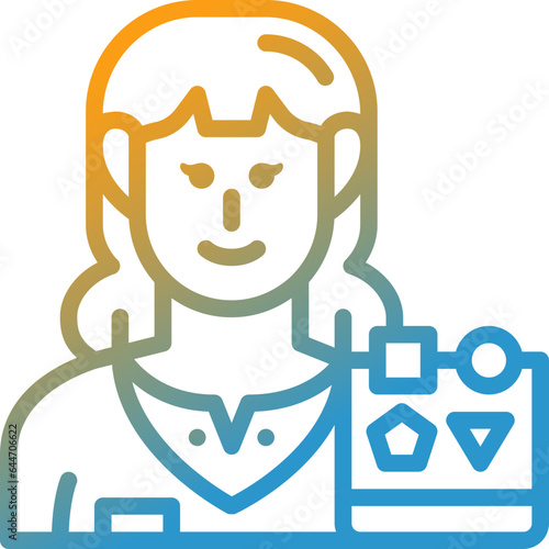 woman content creator gradient line icon