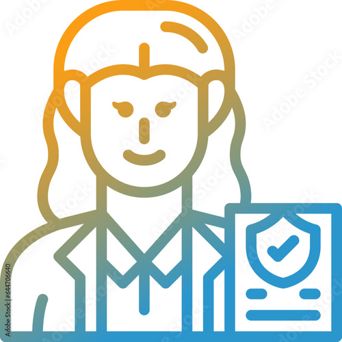 woman insurer gradient line icon