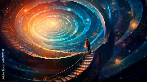 star-shaped spiral recursive concentricity, illustration of graphical representation of fibanaci sequentiality. Generative AI