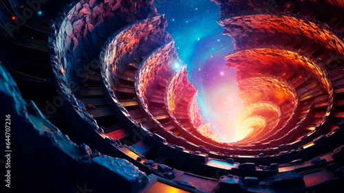 star-shaped spiral recursive concentricity, illustration of graphical representation of fibanaci sequentiality. Generative AI