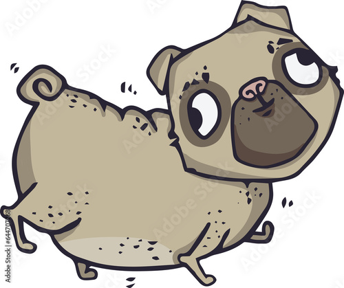 Fototapeta Naklejka Na Ścianę i Meble -  Digital png illustration of pug dog on transparent background