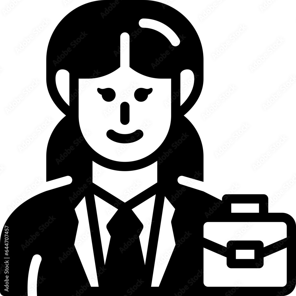 businesswoman solid line icon