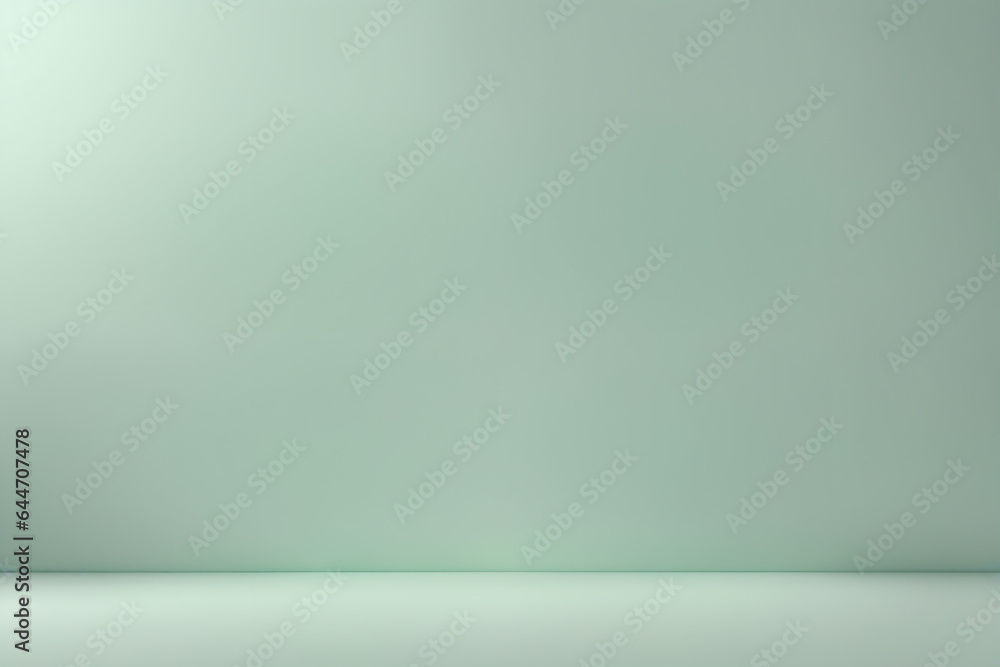 Empty light green backdrop background for product presentation. Empty room with green wall
