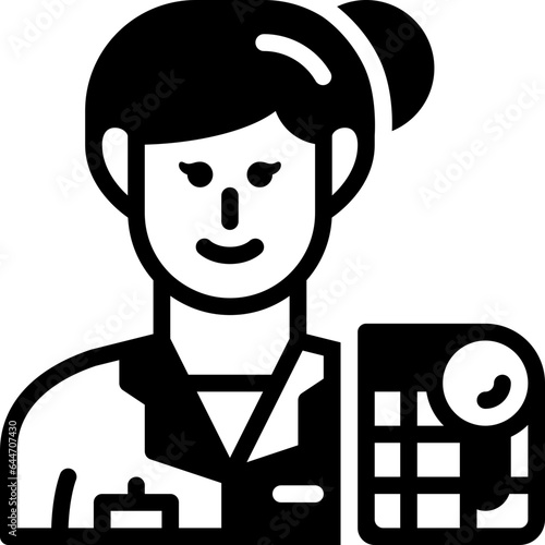 woman auditor solid line icon