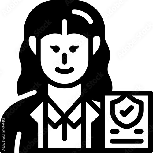 woman insurer solid line icon