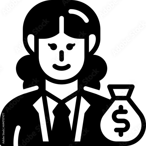 woman investor solid line icon
