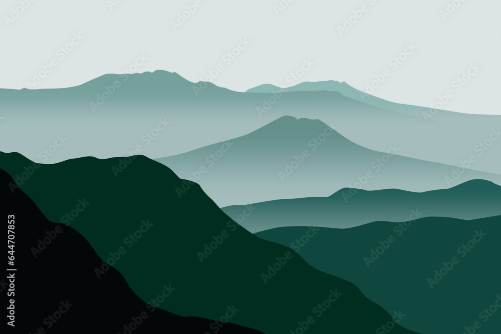 mountains landscape vector design illustration, nature flat design.