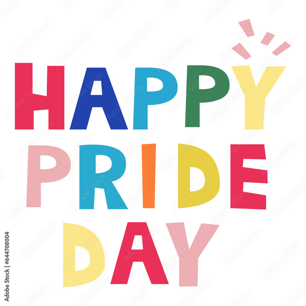 Happy pride day lettering flat illustration Happy pride day lettering flat illustration