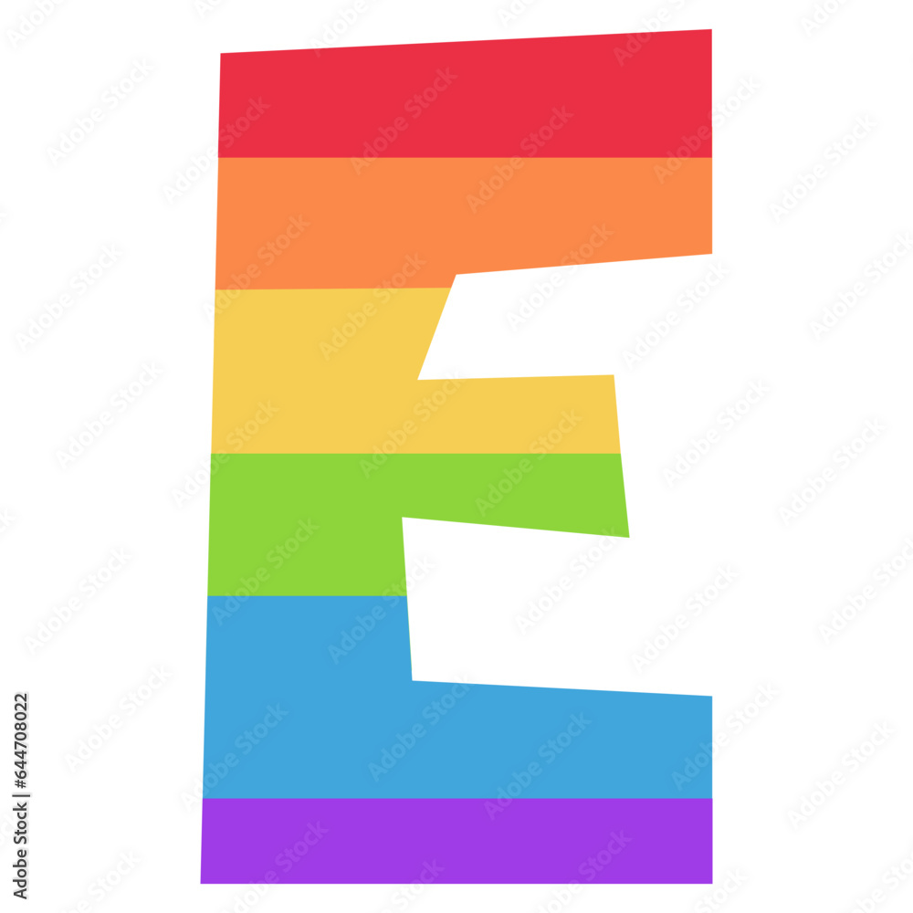Rainbow alphabet e flat illustration Rainbow alphabet e flat illustration