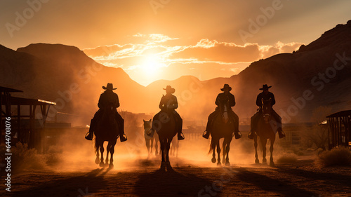 the cowboys come back to town at sunset  a Western story  Generative AI