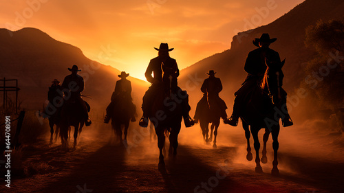 the cowboys come back to town at sunset, a Western story, Generative AI